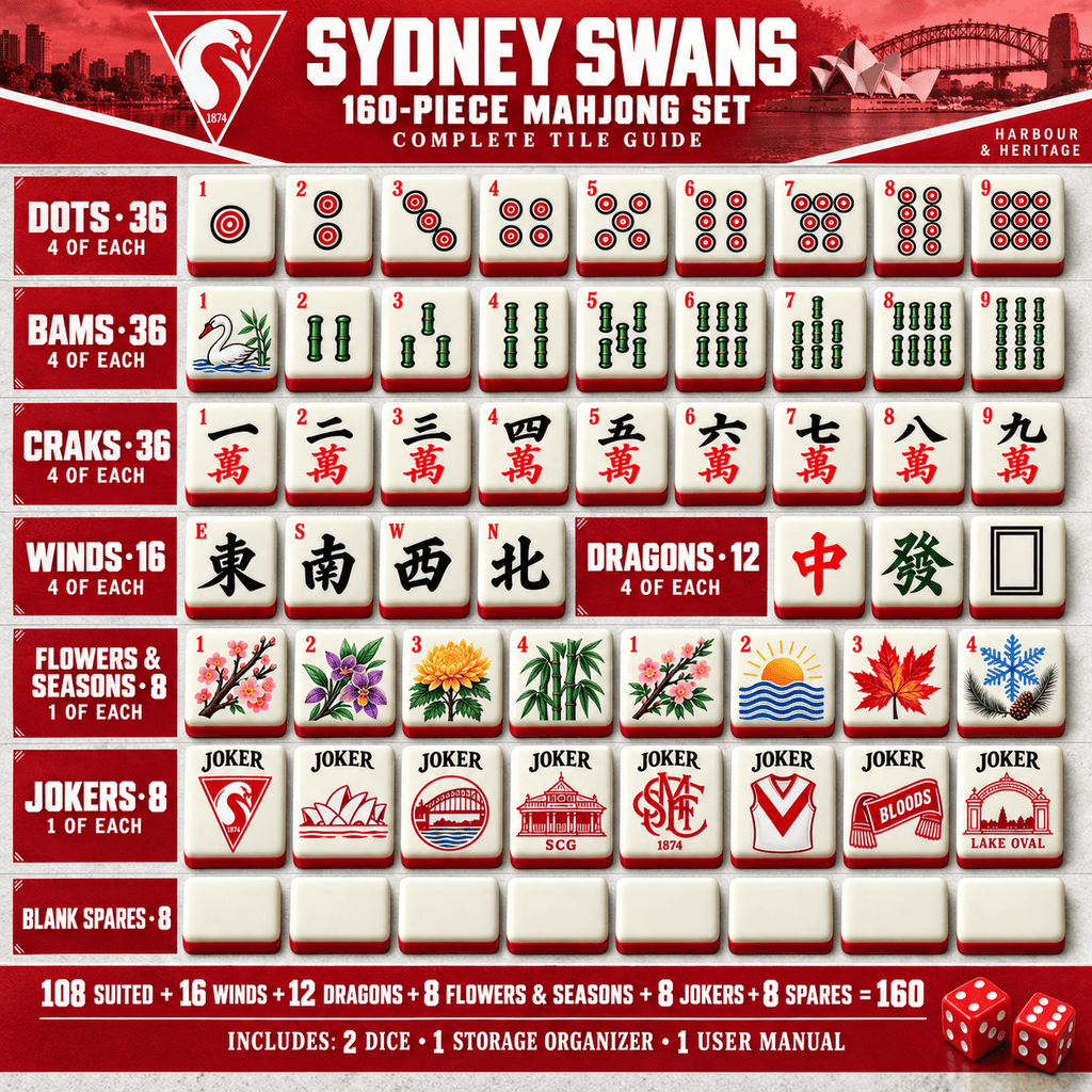 Premium SNSW Mahjong Tiles Set PVNA