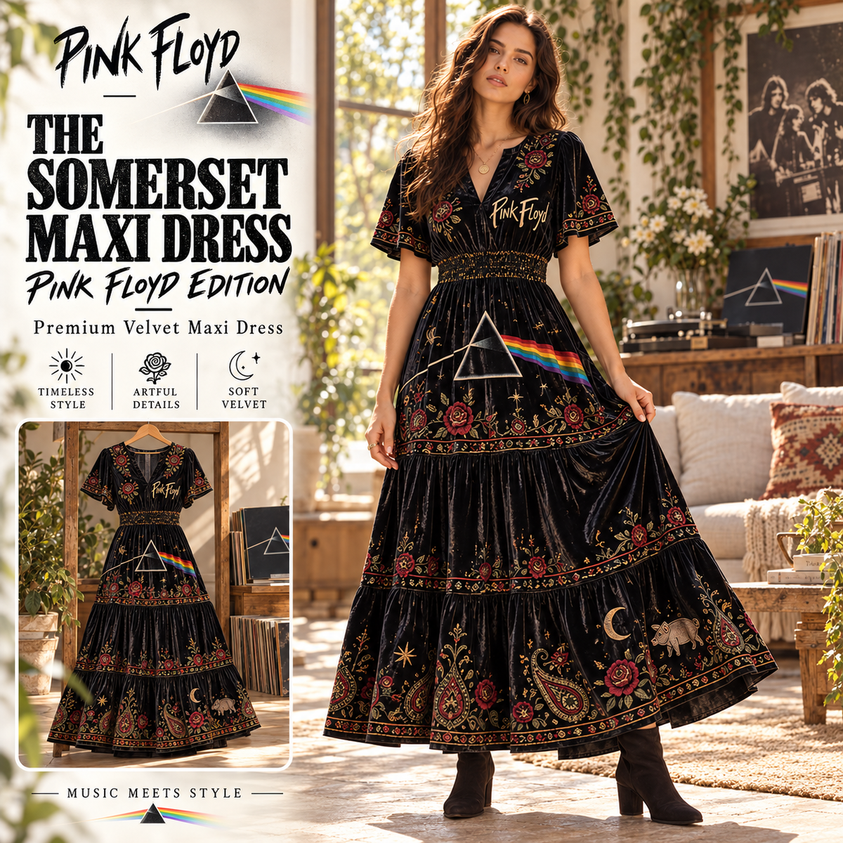 PFD Premium Embroidered Velvet Maxi Dress PTKL
