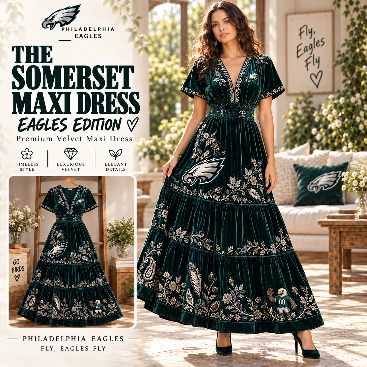 PLDE Premium Embroidered Velvet Maxi Dress PTKL