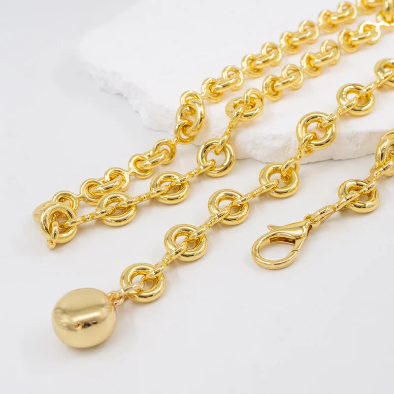 Round light gold waist chain coat, thin chain waist belt, women's metal chain waist belt