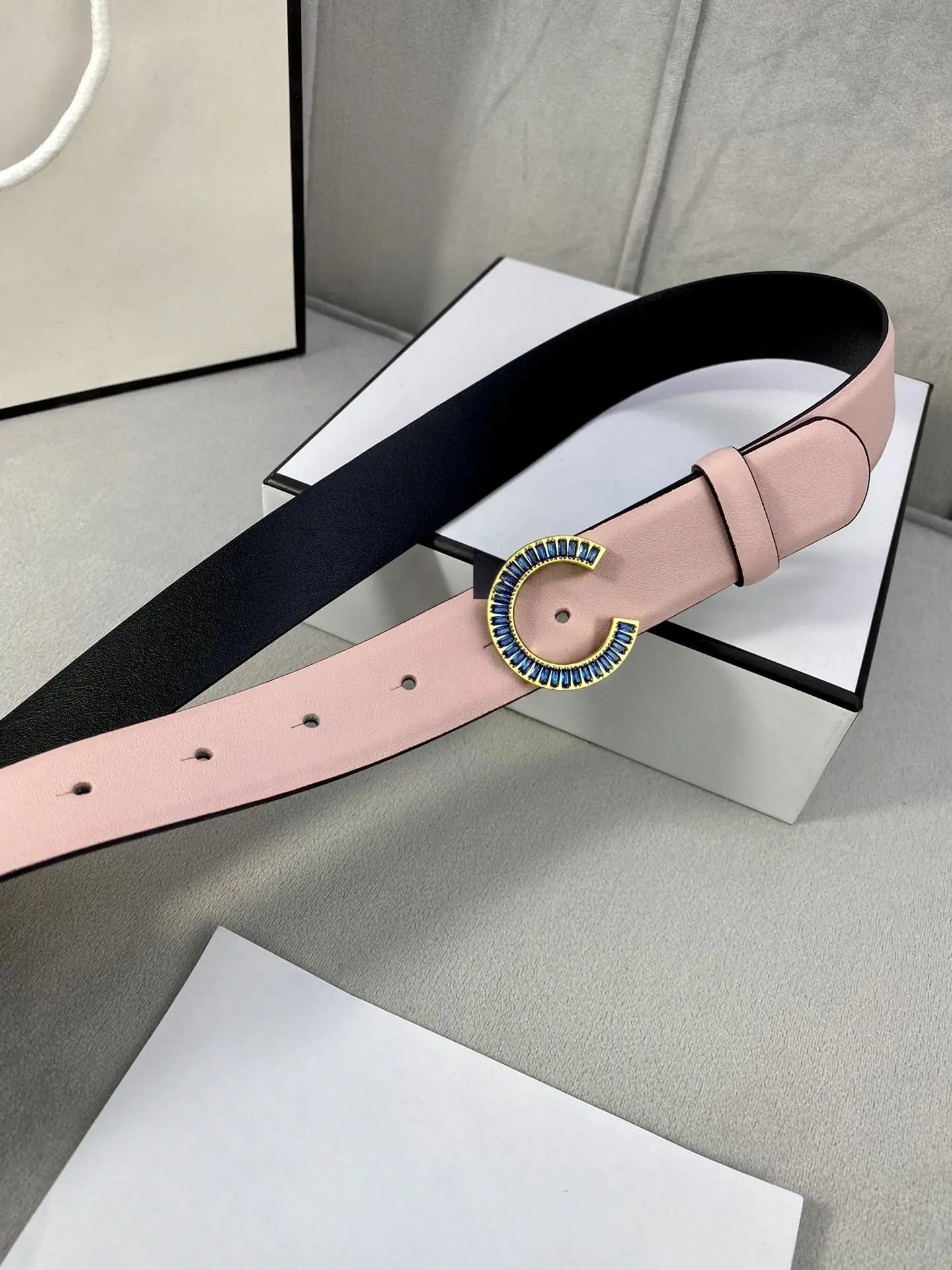 Sweet Pink Black Colorblock Round Buckle Belt For Women Waist Strap For Dresses Casual Daily Outfits