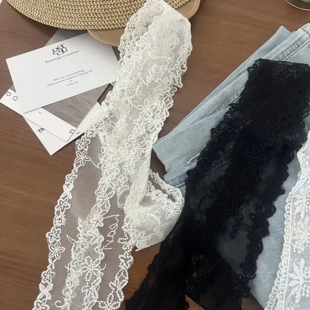 Korean Y2k Long Lace Waistband Floral Bow Lace Waist Belt Thin Tie Up Dress Jeans Belt Spicy Girls