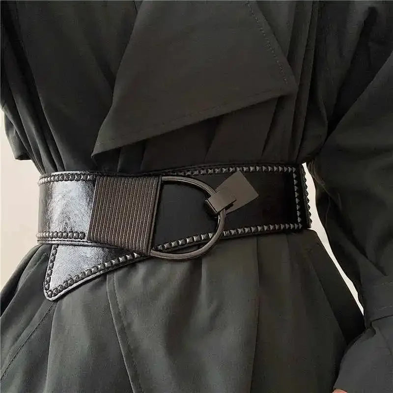 1pcs Advanced Sense Wide Waist Belt Women Decorative Fashion Stretch Black Lady Waist Belt Matching Fashion Ins Accessories Oute