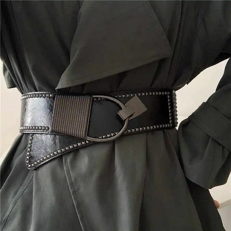 1pcs Advanced Sense Wide Waist Belt Women Decorative Fashion Stretch Black Lady Waist Belt Matching Fashion Ins Accessories Oute