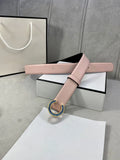 Sweet Pink Black Colorblock Round Buckle Belt For Women Waist Strap For Dresses Casual Daily Outfits